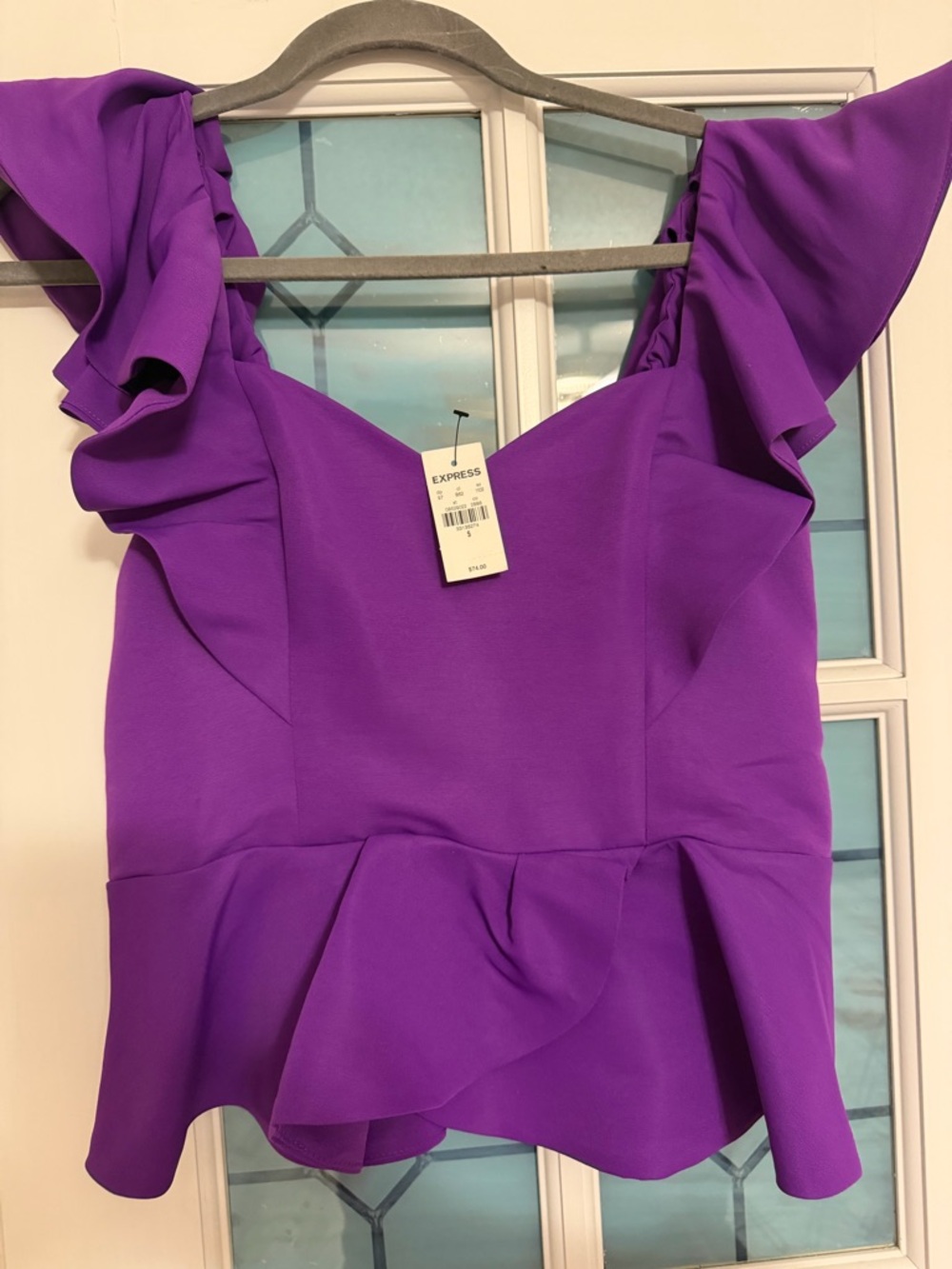Express Violet Ruffle Peplum Top